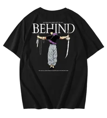 Men's Premium Cotton Anime Back Print T-Shirt – Oversized Casual Streetwear Tee