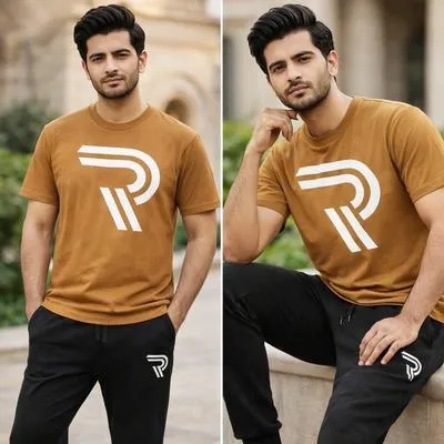 Men's Brown Logo T-Shirt & Joggers Set