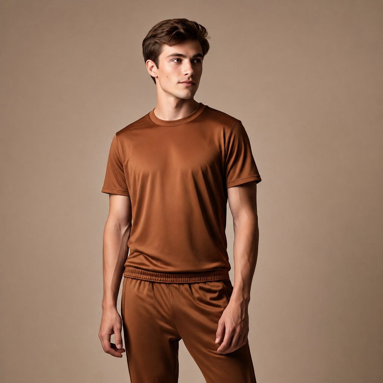 Men's Brown Tracksuit in Interlock Fabric
