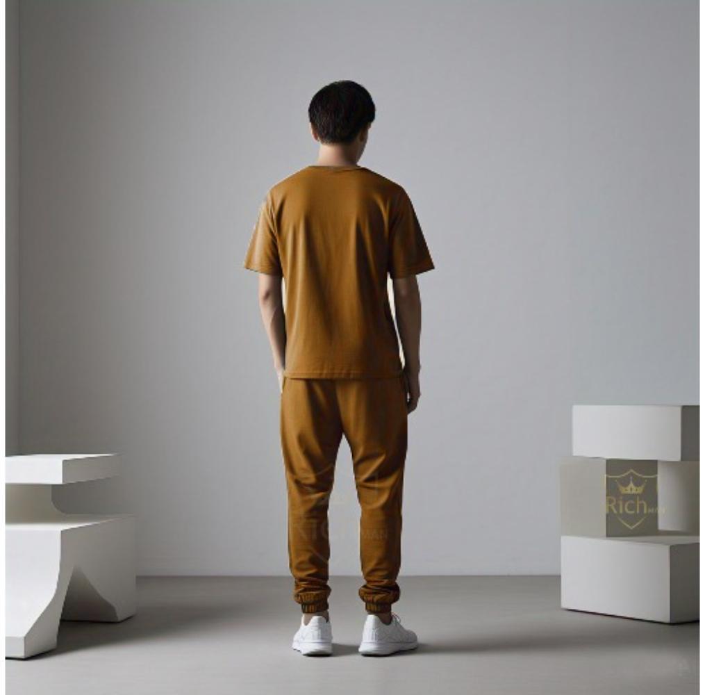 Men's Brown Tracksuit in Interlock Fabric