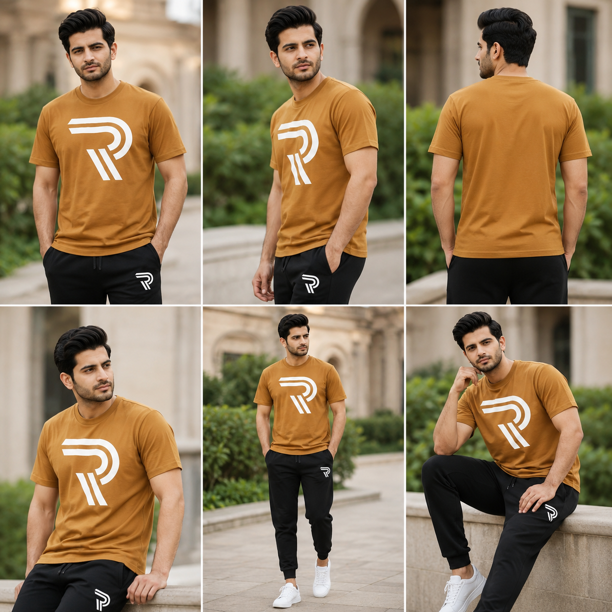 Men's Brown Logo T-Shirt & Joggers Set