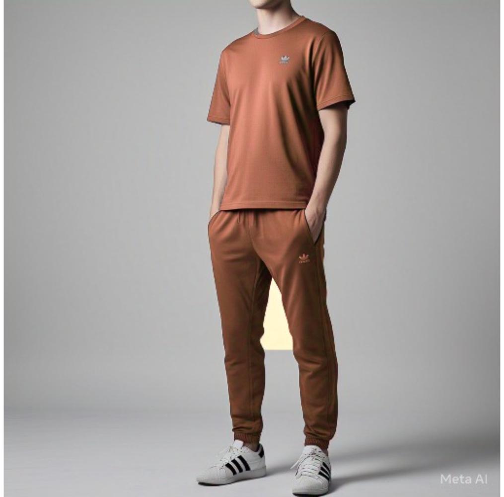 Men's Brown Tracksuit in Interlock Fabric
