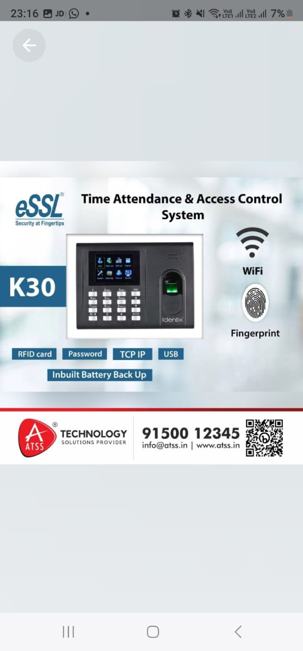 eSSL K30 Time Attendance & Access Control System