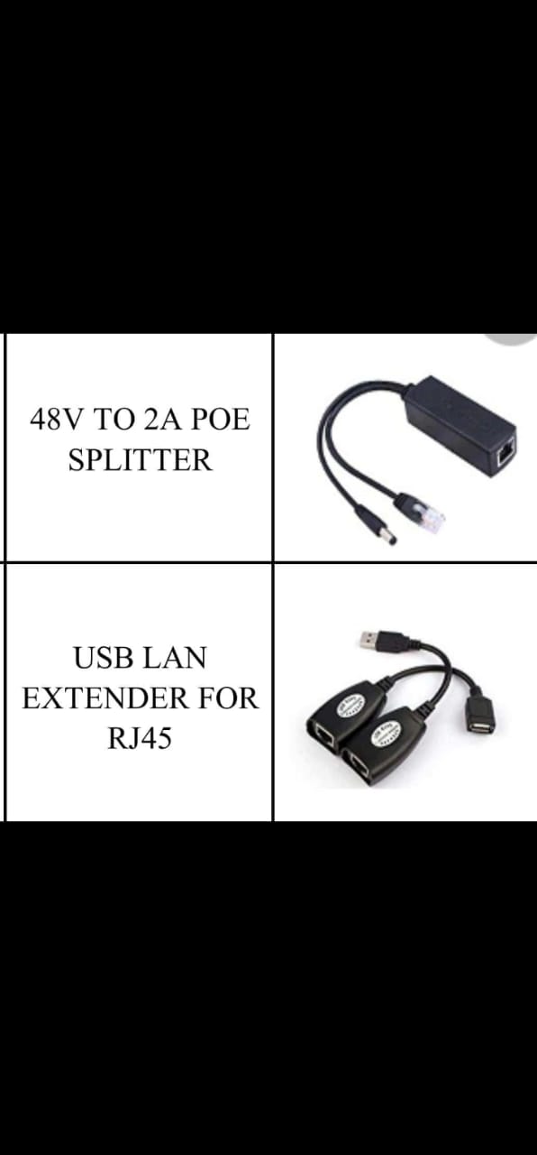 48V to 2A PoE Splitter + USB LAN Extender for RJ45