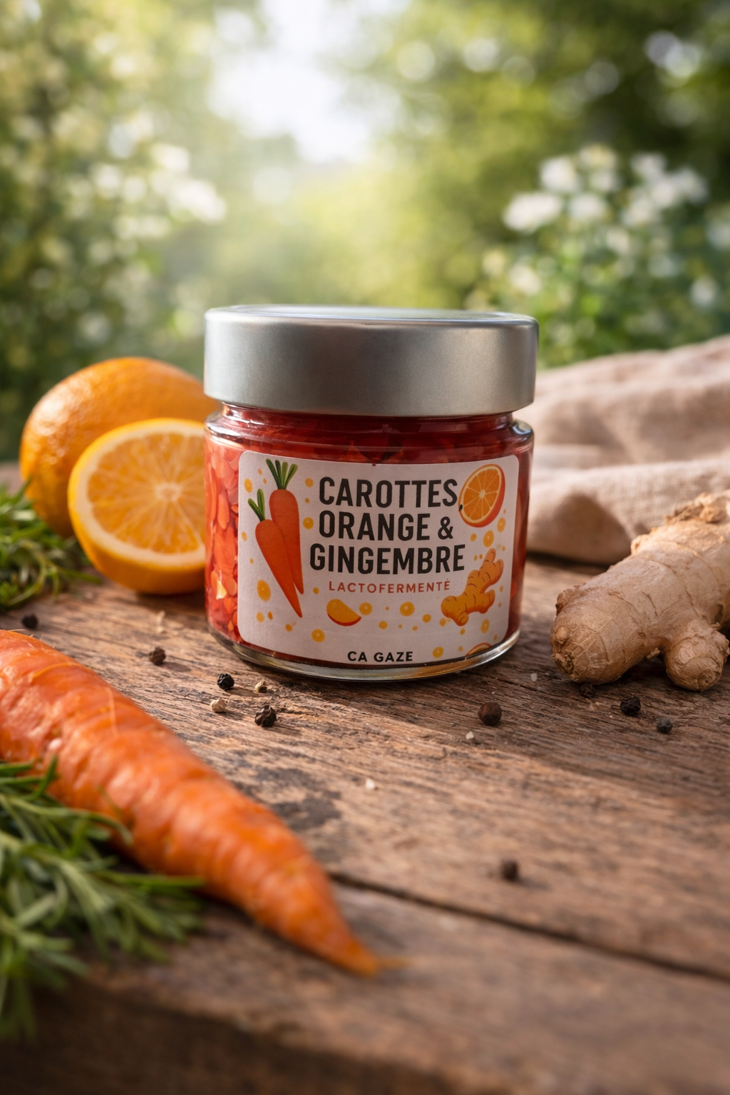 Carottes lactofermentées Orange & Gingembre
