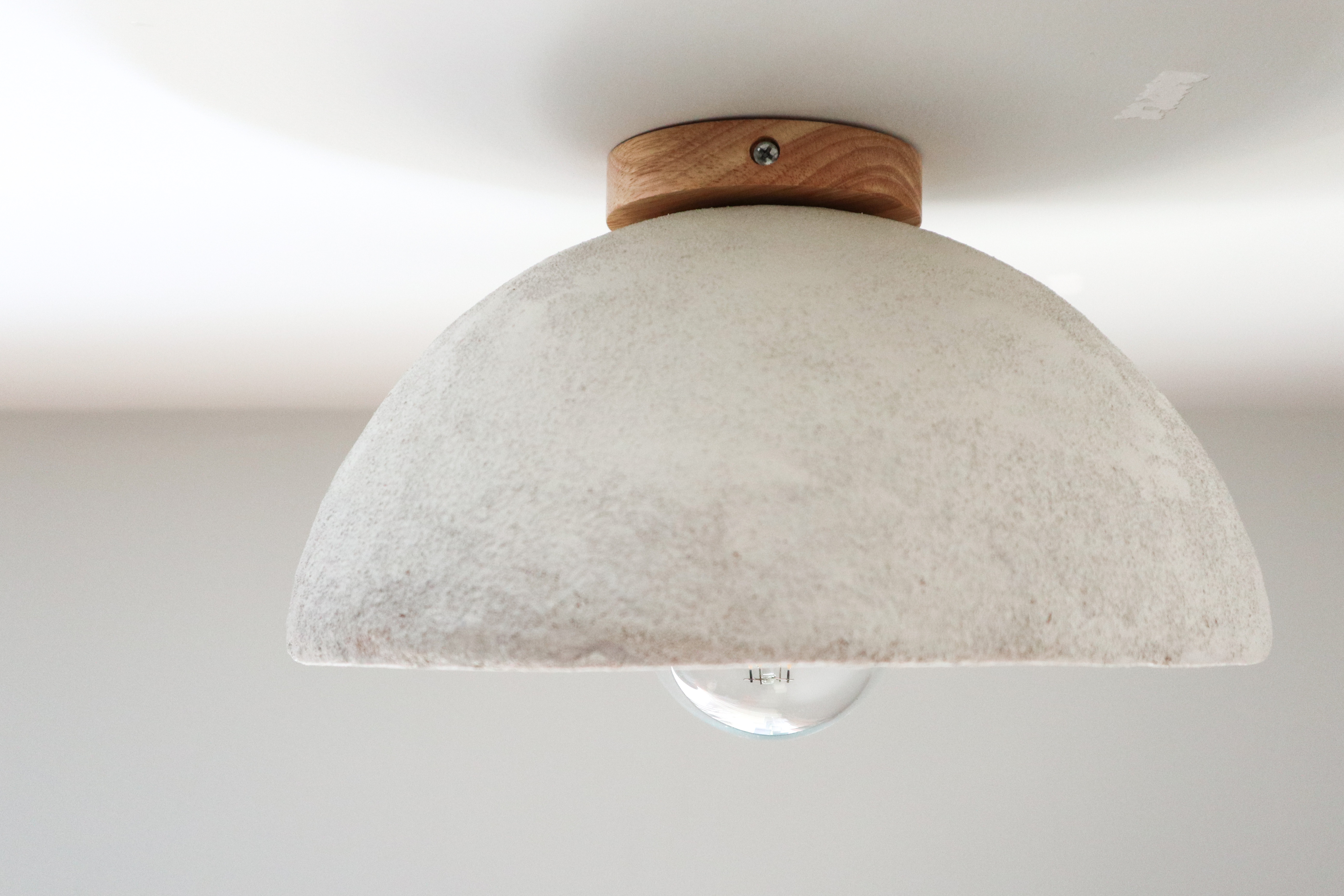 Kanso Ceiling Lamp | Japandi Handmade Paper Clay Hanging Light | Pendant Fixture