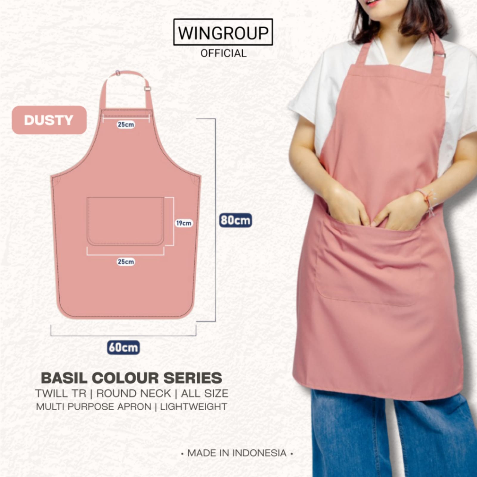 Dusty Pink - Apron Masak Celemek Barista Color Series