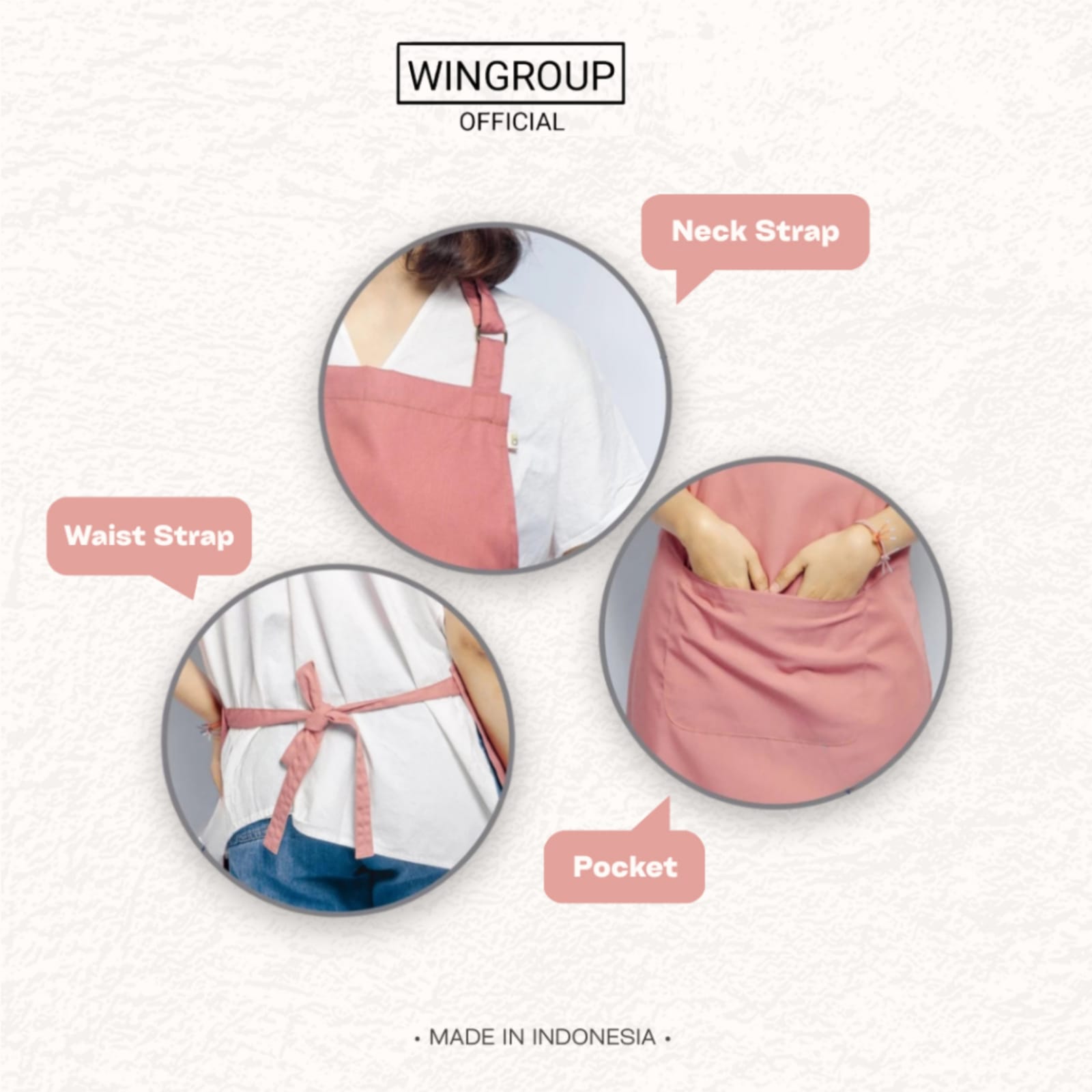 Dusty Pink - Apron Masak Celemek Barista Color Series 