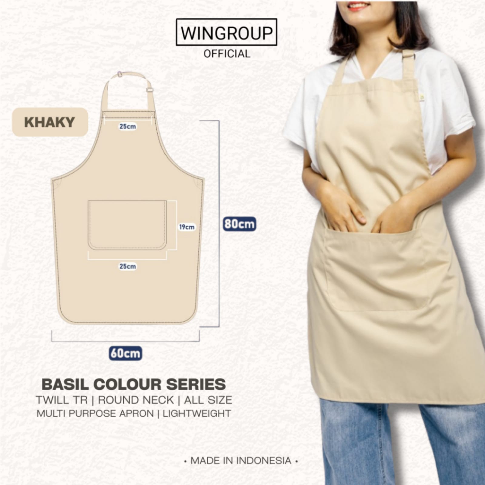 Khaki - Apron Masak Celemek Barista Color Series