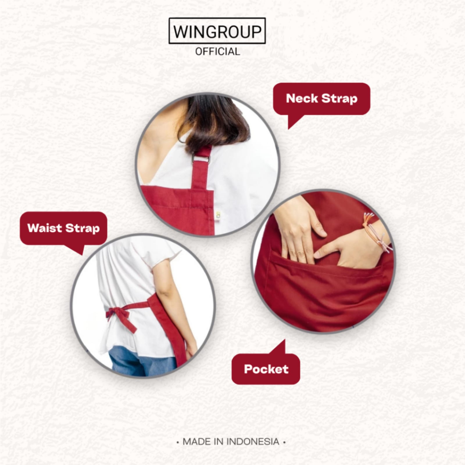 Maroon - Apron Masak Celemek Barista Color Series