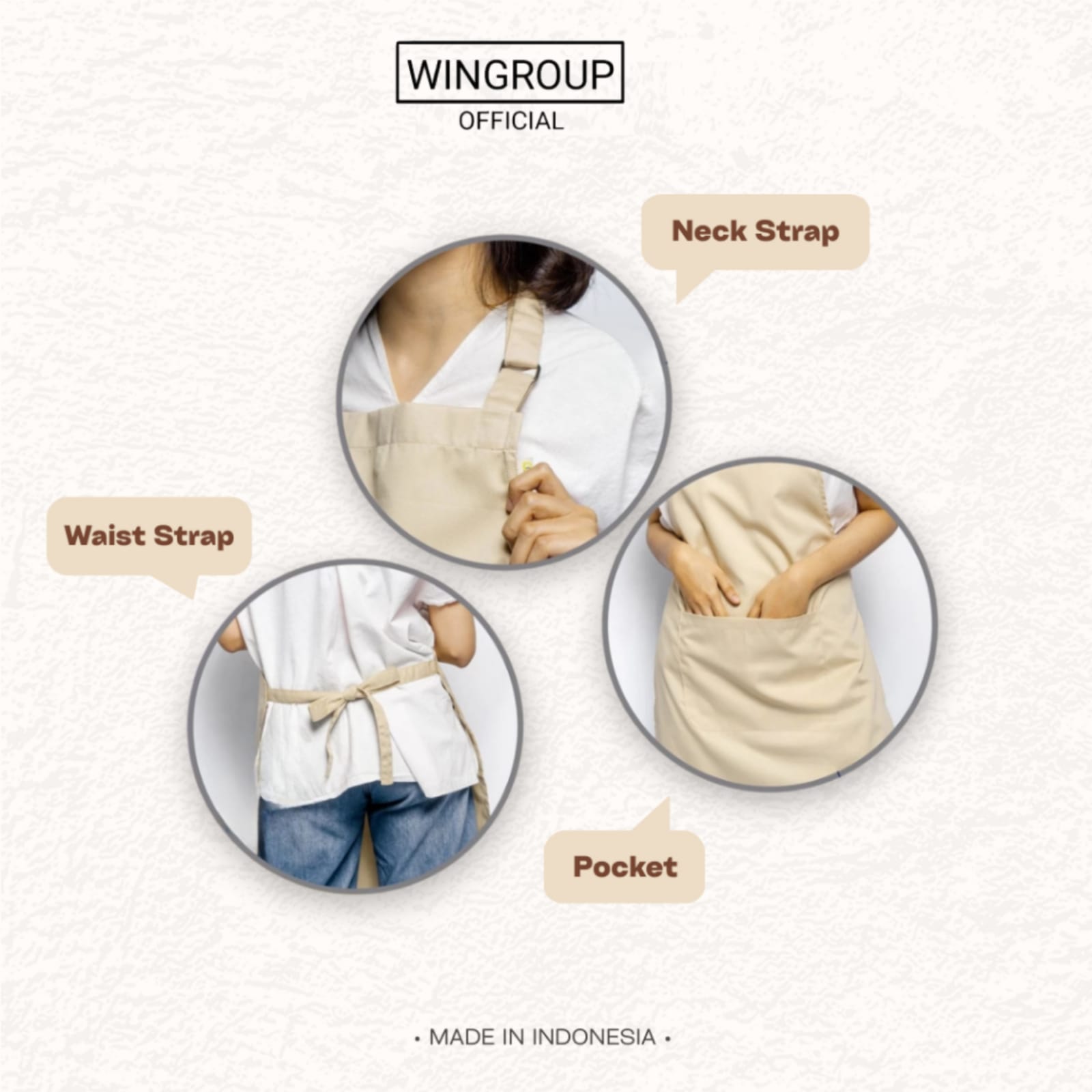 Khaki - Apron Masak Celemek Barista Color Series