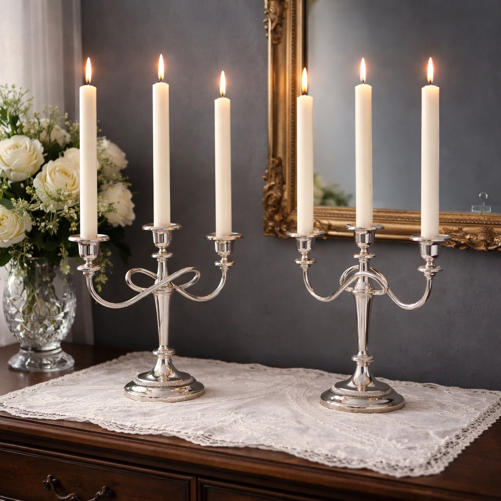 Pereche sfesnice vintage, jumatatea sec XX.