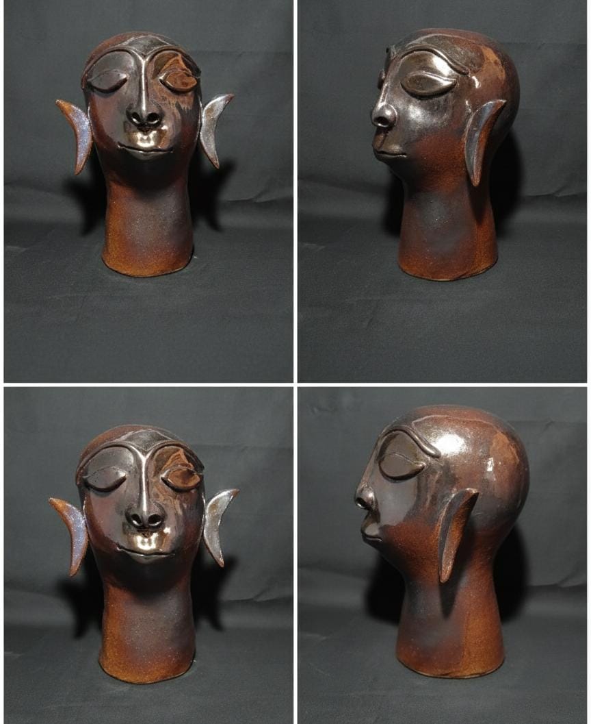 Abstract Ceramic Face Sculpture