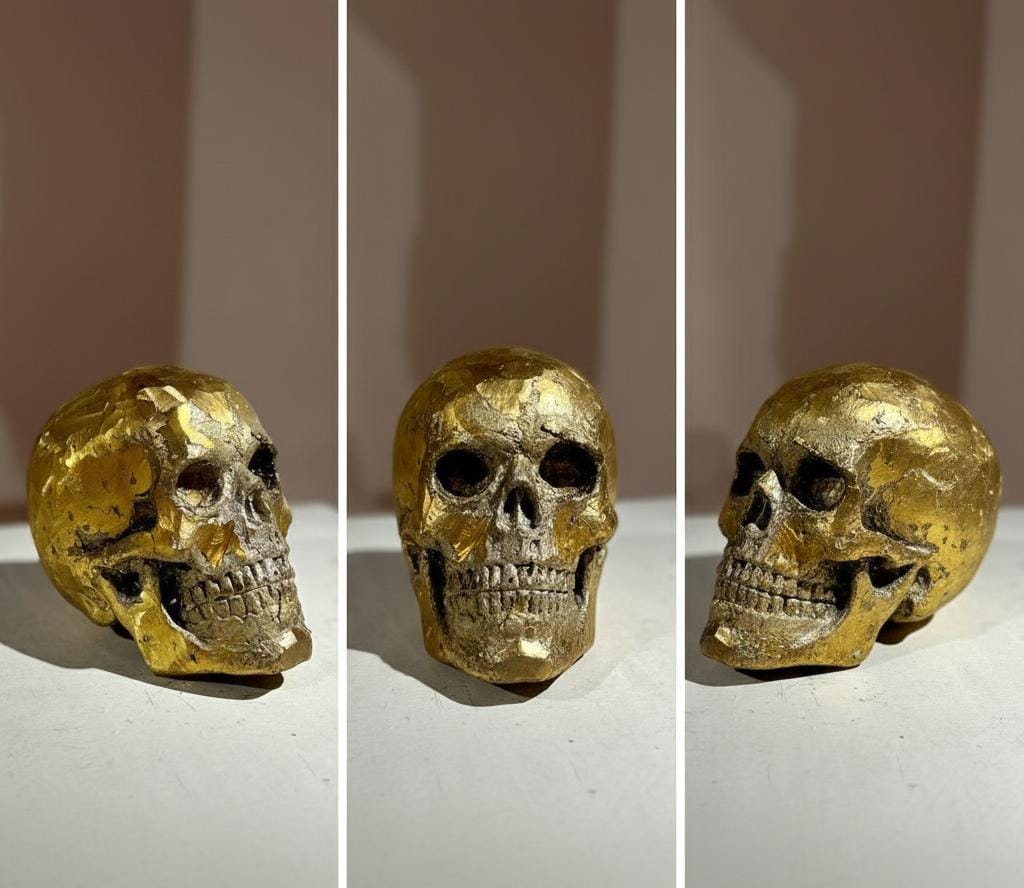 Golden Skull Sculpture