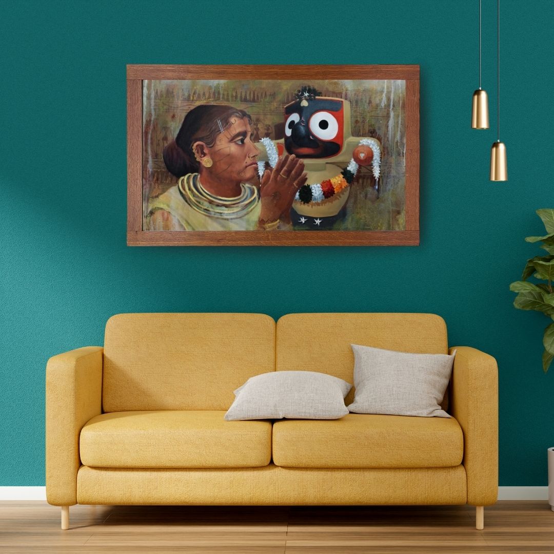 Title: Taribel (Jagannath devotion theme) Medium: Acrylic on Canvas Size: 36 × 24 inch (3 × 2 ft)