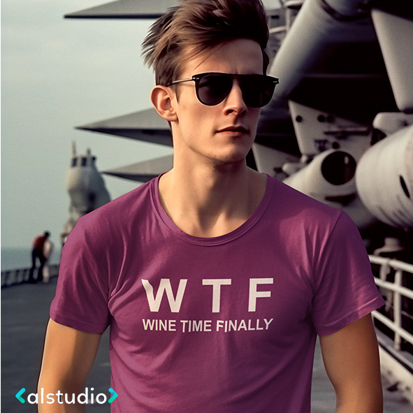 Maglietta 'WTF' Wine Time Finally