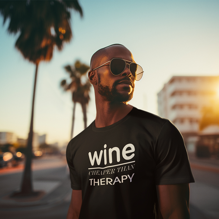 Maglietta 'Wine Cheaper Than Therapy'
