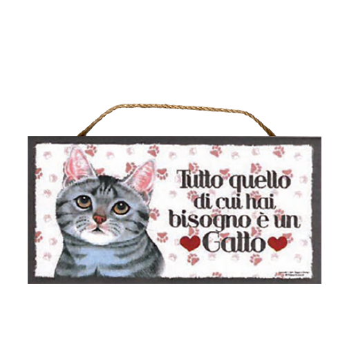 55 Targa Decorative con Gatto grigio chiaro