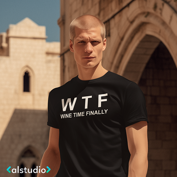 Maglietta 'WTF' Wine Time Finally