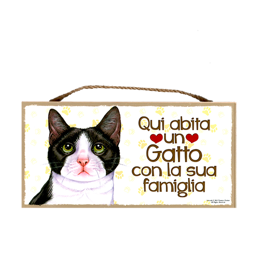 53 Targa decorativa gatto B/N