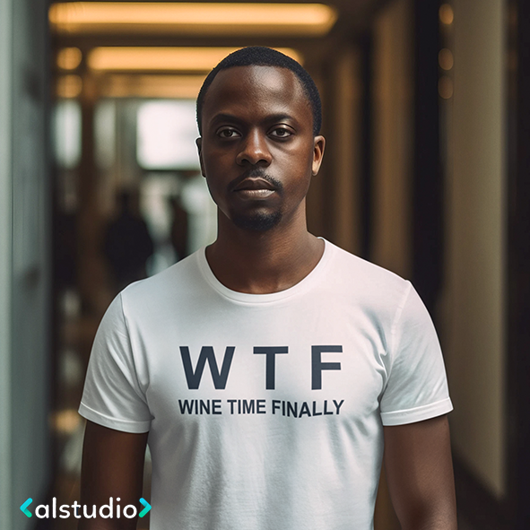 Maglietta 'WTF' Wine Time Finally