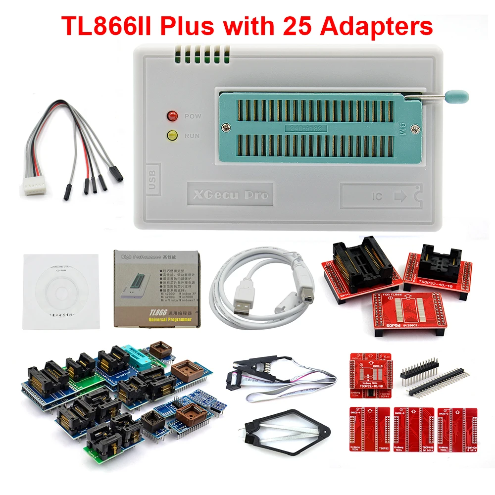 TL866II Plus minipro High-Speed eeprom programmer with 10 adapters