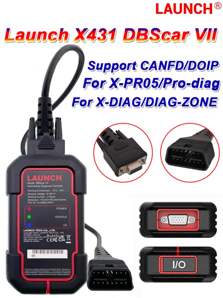 Launch X431 DBScar VII Bluetooth Connector Scanner | Support CANFD DOIP | DIAGZONE 1 Year Free Update 