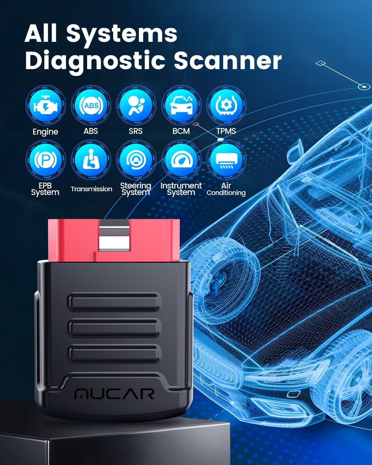 MUCAR BT200 OBD2 Scanner for Cars Full System Diagnost Free Lifetime Update 15 Reset Diagnostic Tools Car Code Reader Scan Tools