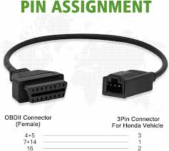 Honda OBD2 OBDII Connector Cable | 3 Pin to 16 Pin Diagnostic Tool