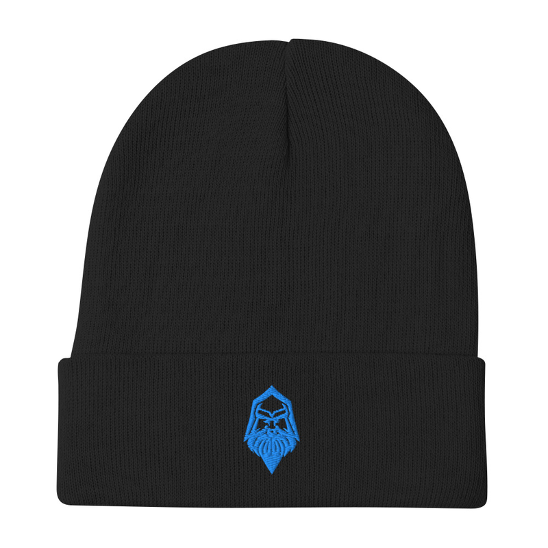 Black Beanie with Blue Embroidered Logo