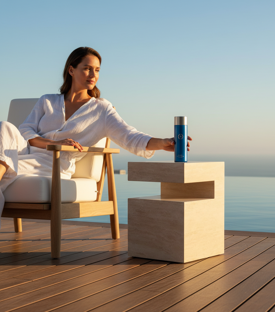 Modern Travertine Side Table