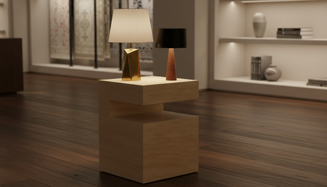 Modern Travertine Side Table