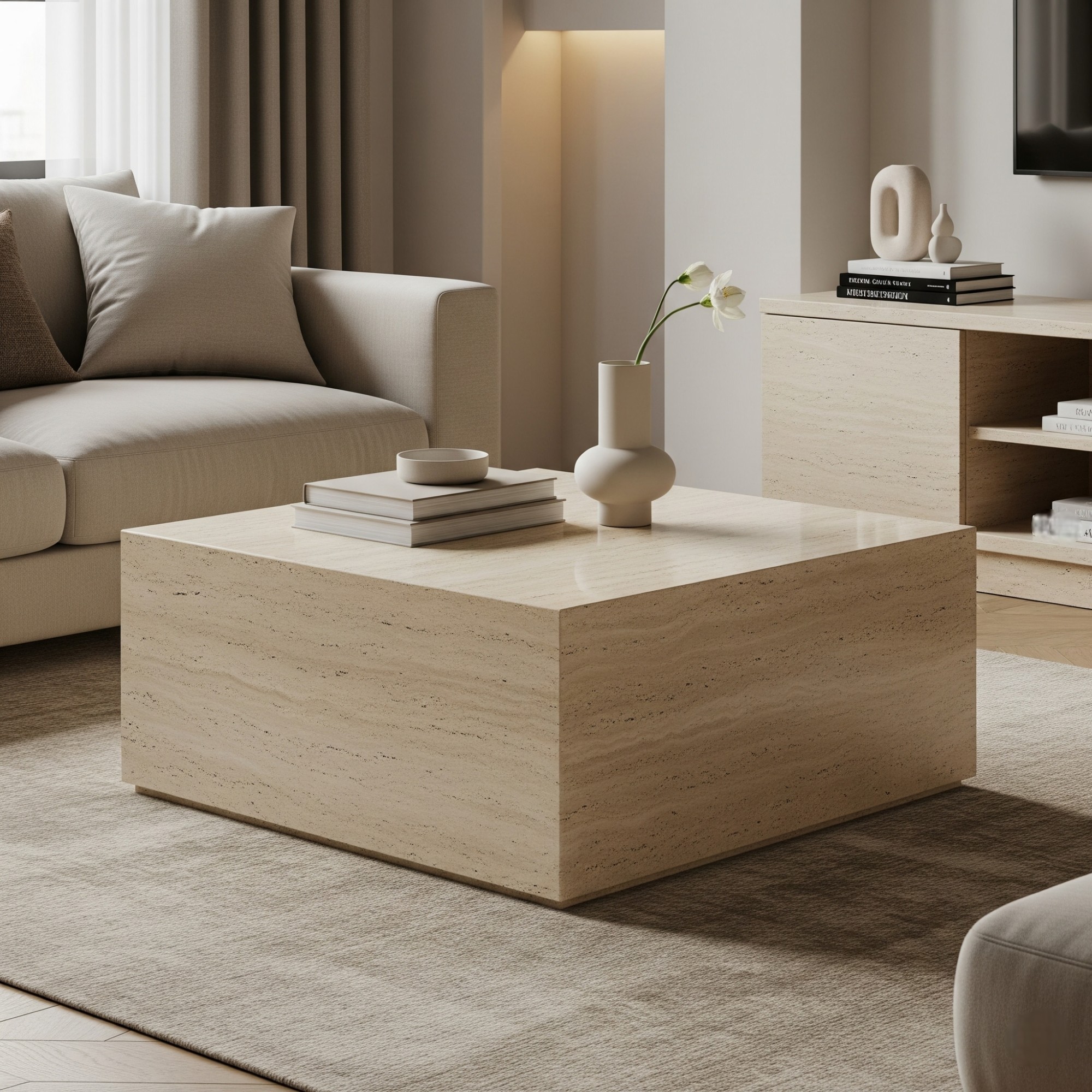 Modern Travertine Coffee Table