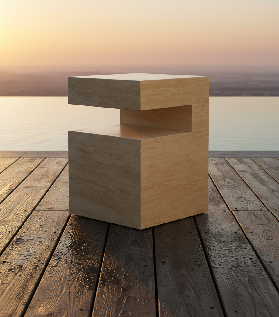 Modern Travertine Side Table
