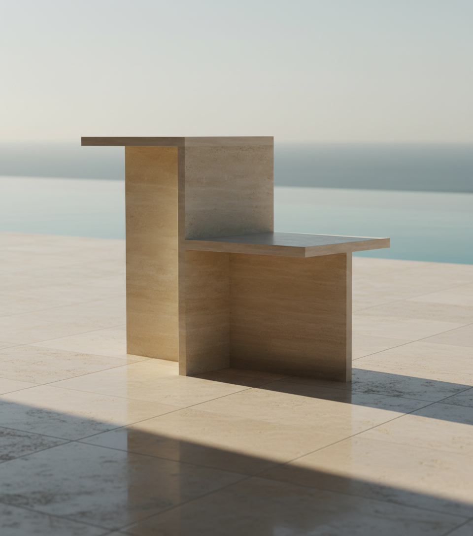 Modern Travertine Side Table
