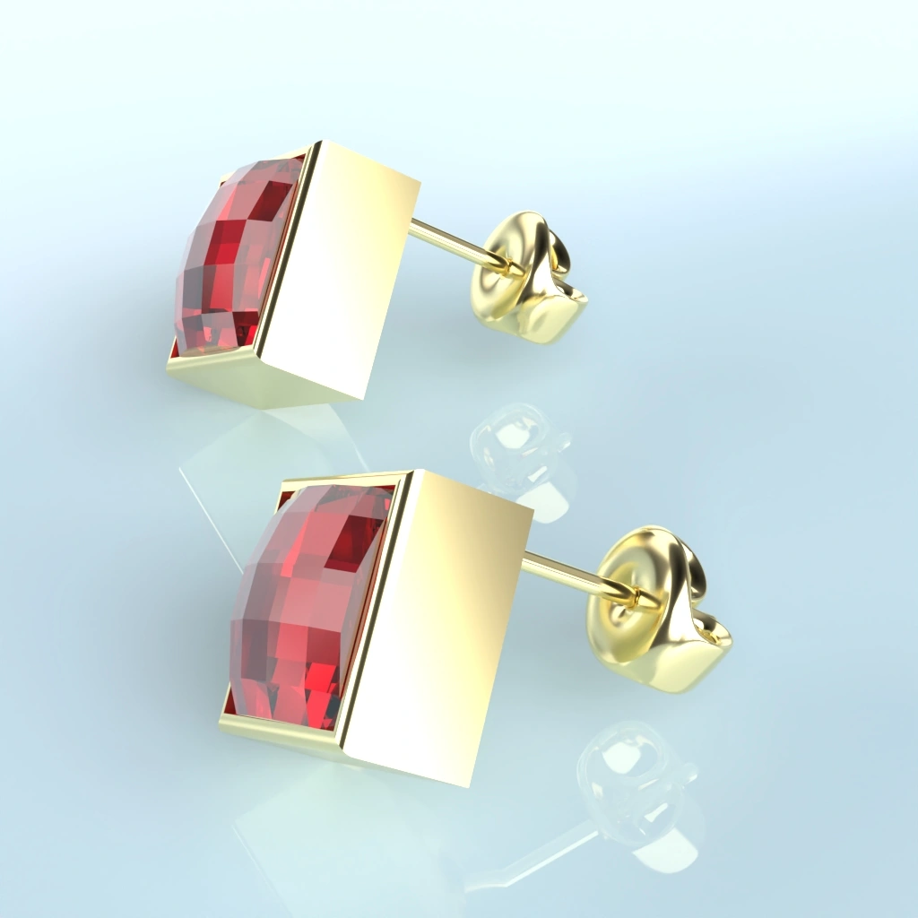 Boucles d’oreilles or grenat catalan losange 9 mm