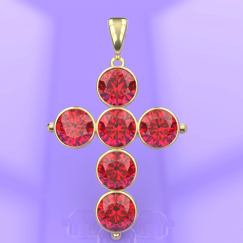 Croix or et grenat catalan 5 MM