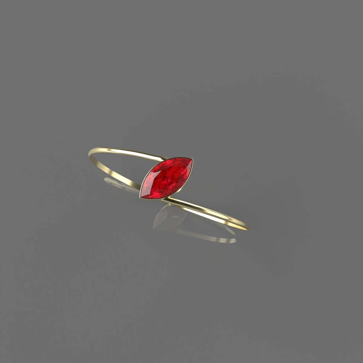 bracelet or rigide croisé et grenat navette 20×10 mm