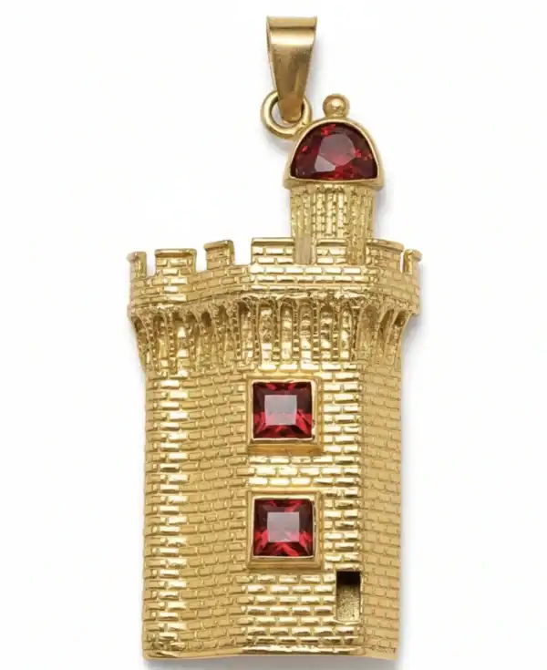 Pendentif Castillet Or 18 Carats et Grenat Catalan – Bijou Perpignan