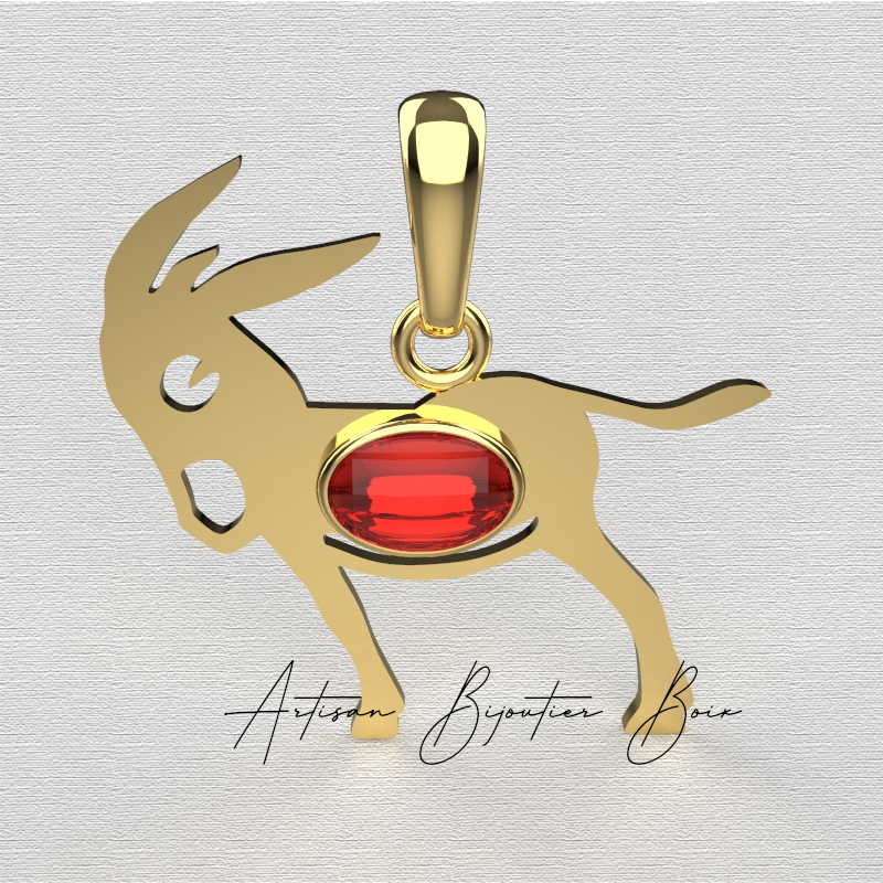 Pendentif Burro catalan tramontane or et grenat