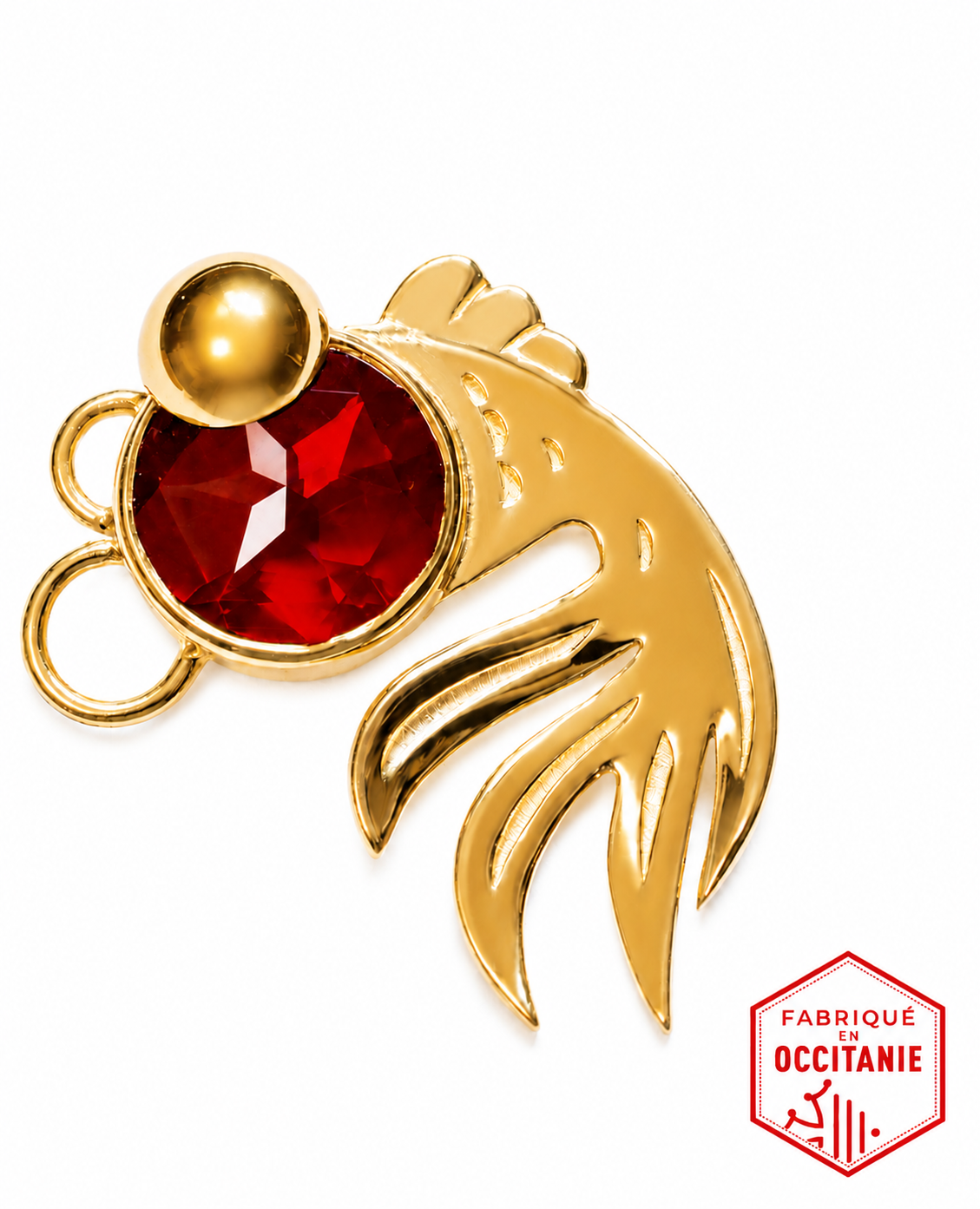 Pendentif Carpe Koï or et grenat catalan