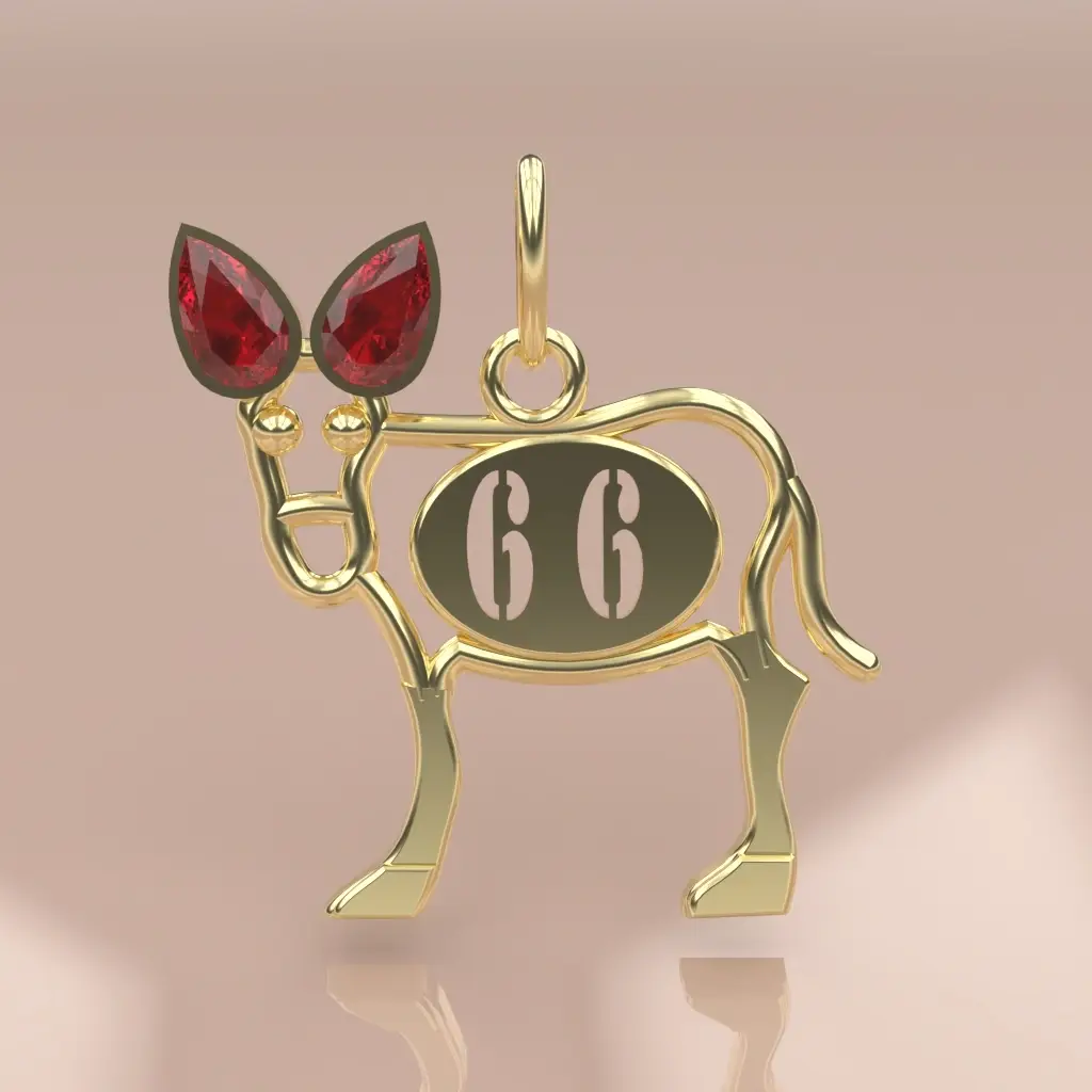 Pendentif Burro catalan 66 or et grenat