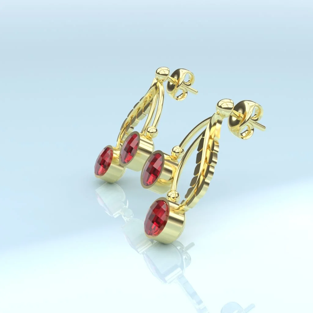 Boucles d’oreilles or grenat catalan cerises