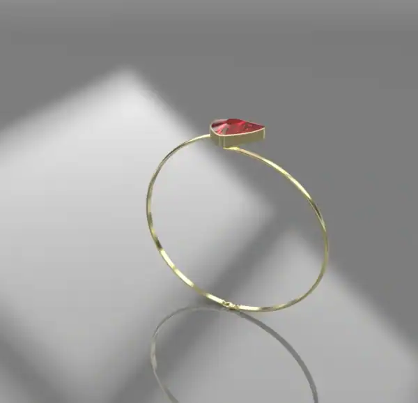 bracelet or rigide croisé et grenat TROIDA 14 mm