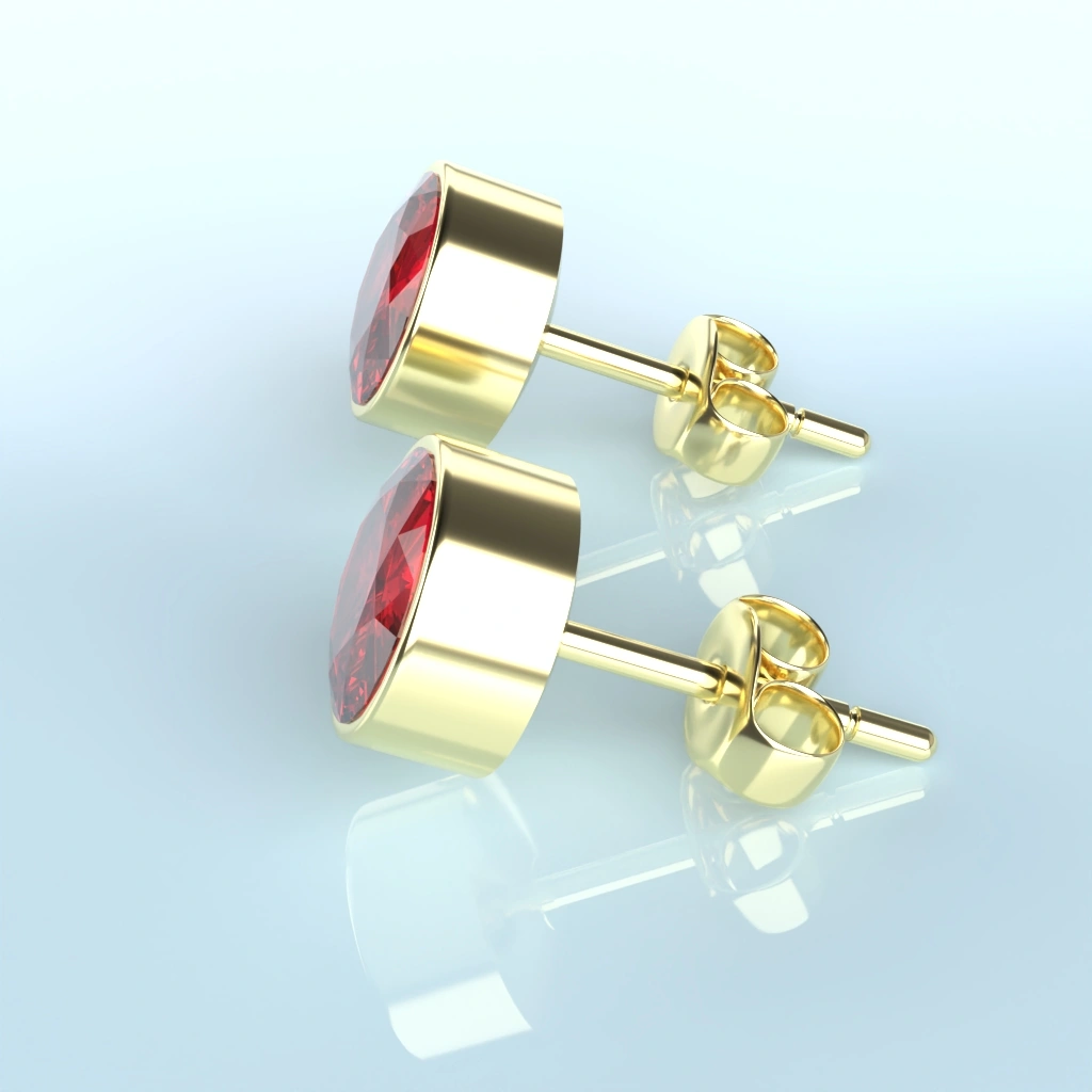 Boucles d'oreilles Puce Or 18 Carats Grenat Catalan 8 mm