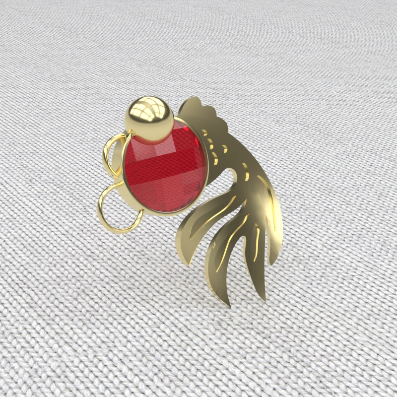 Pendentif Carpe Koï or et grenat catalan