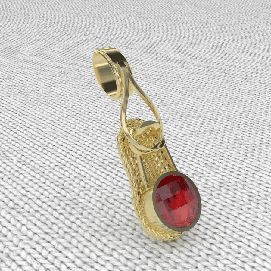 Pendentif VIGATANE or et grenat catalan