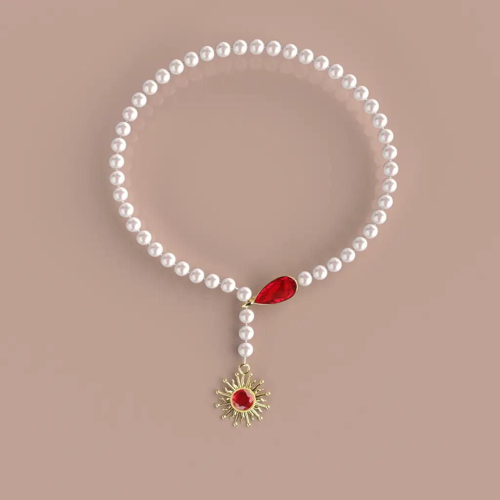 Collier grenat catalan et perles de culture PETIT modèle