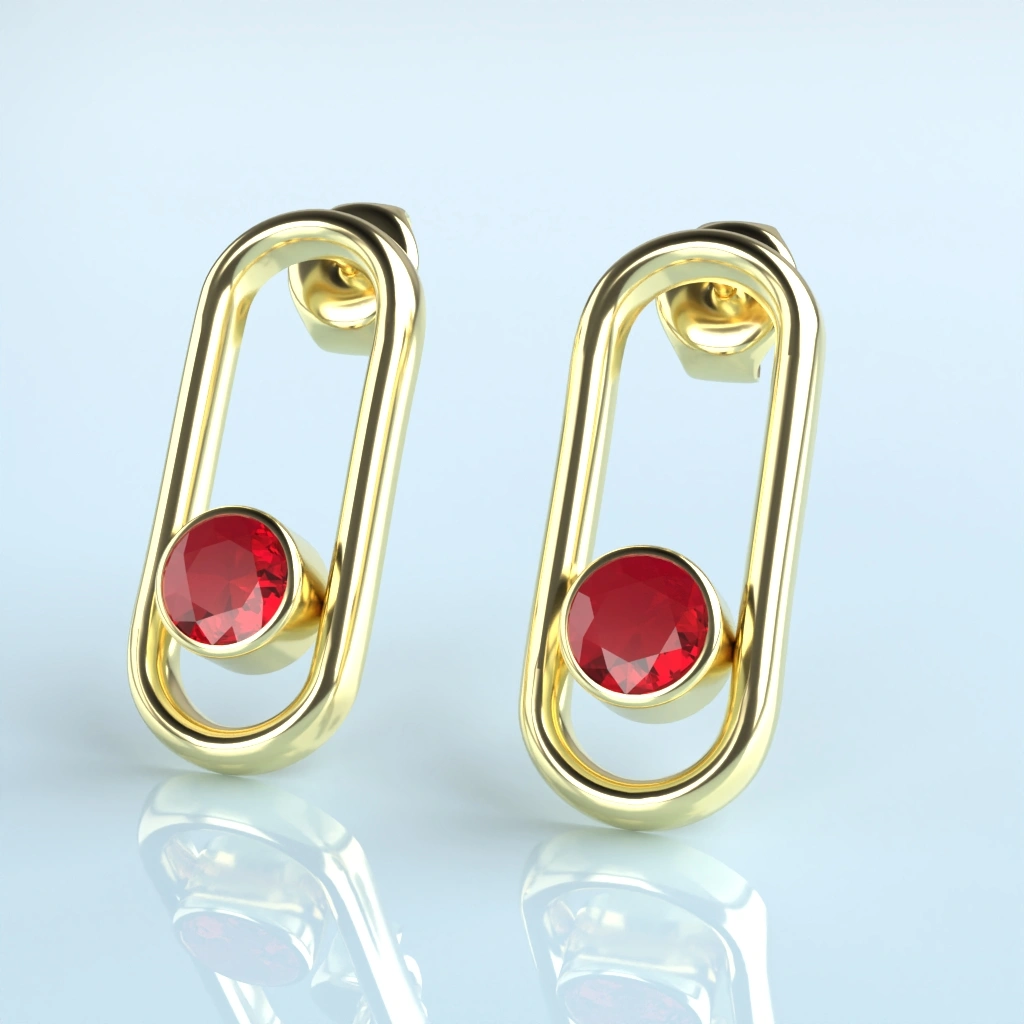 Boucles d’oreilles or 18 carats grenat catalan trombone