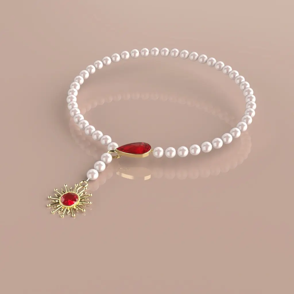 Collier grenat catalan et perles de culture grand modèle